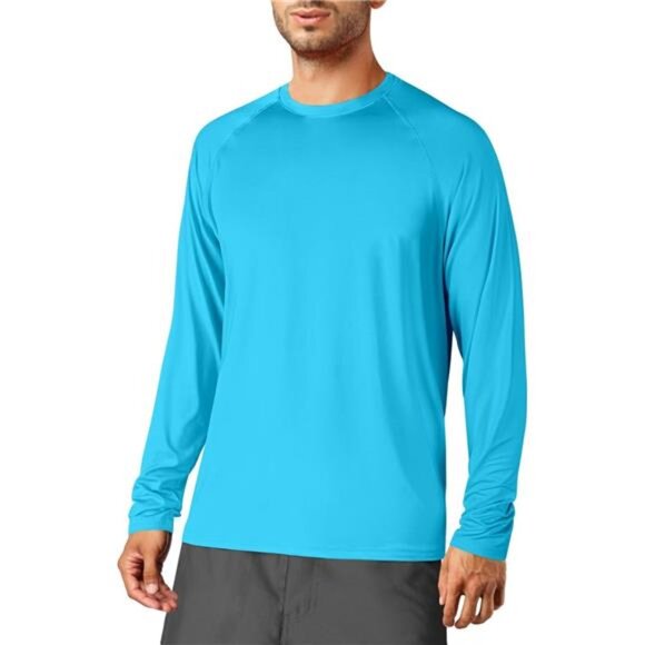 Men's Sun Shirt Long Sleeve Rash Guard UPF 50+ UV SPF Shirt Sky Blue